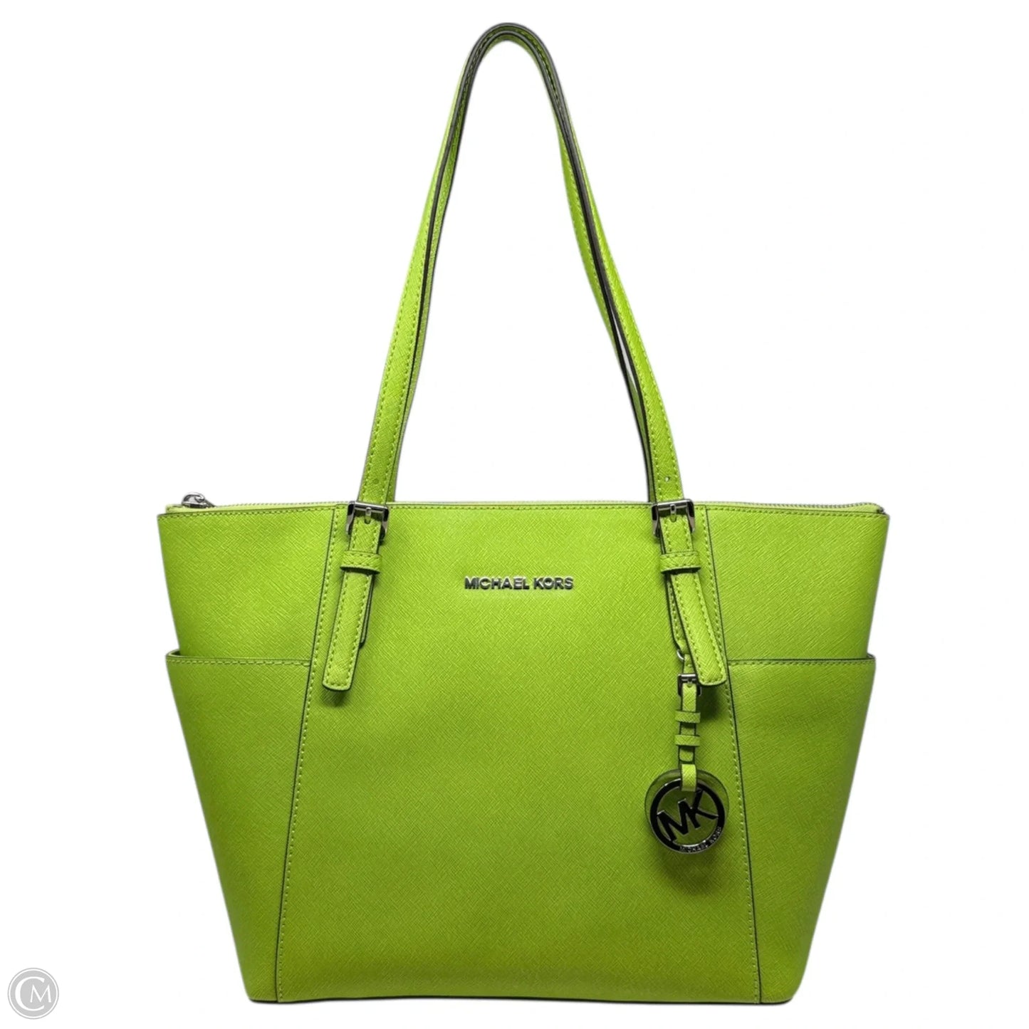 Jet Set East West Top-Zip Saffiano Leather Tote In Pear Designer By Michael Kors, Size: Medium