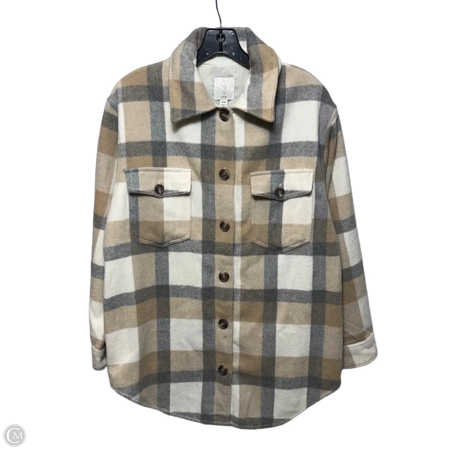 Jacket Shirt By Joie In Plaid Pattern, Size: M
