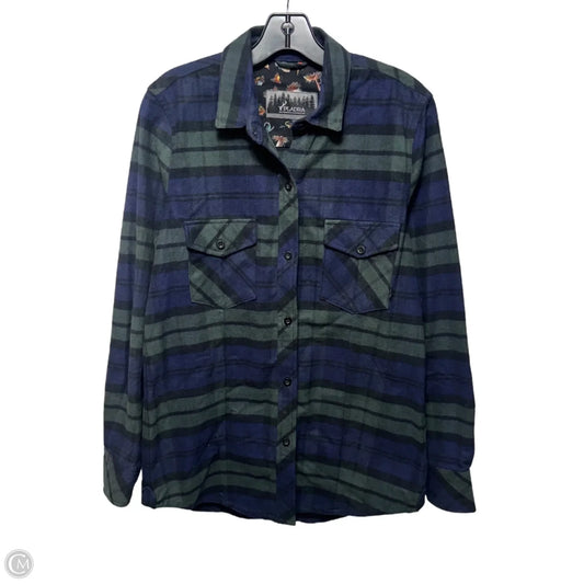 Jacket Shirt By Pladra In Plaid Pattern, Size: M