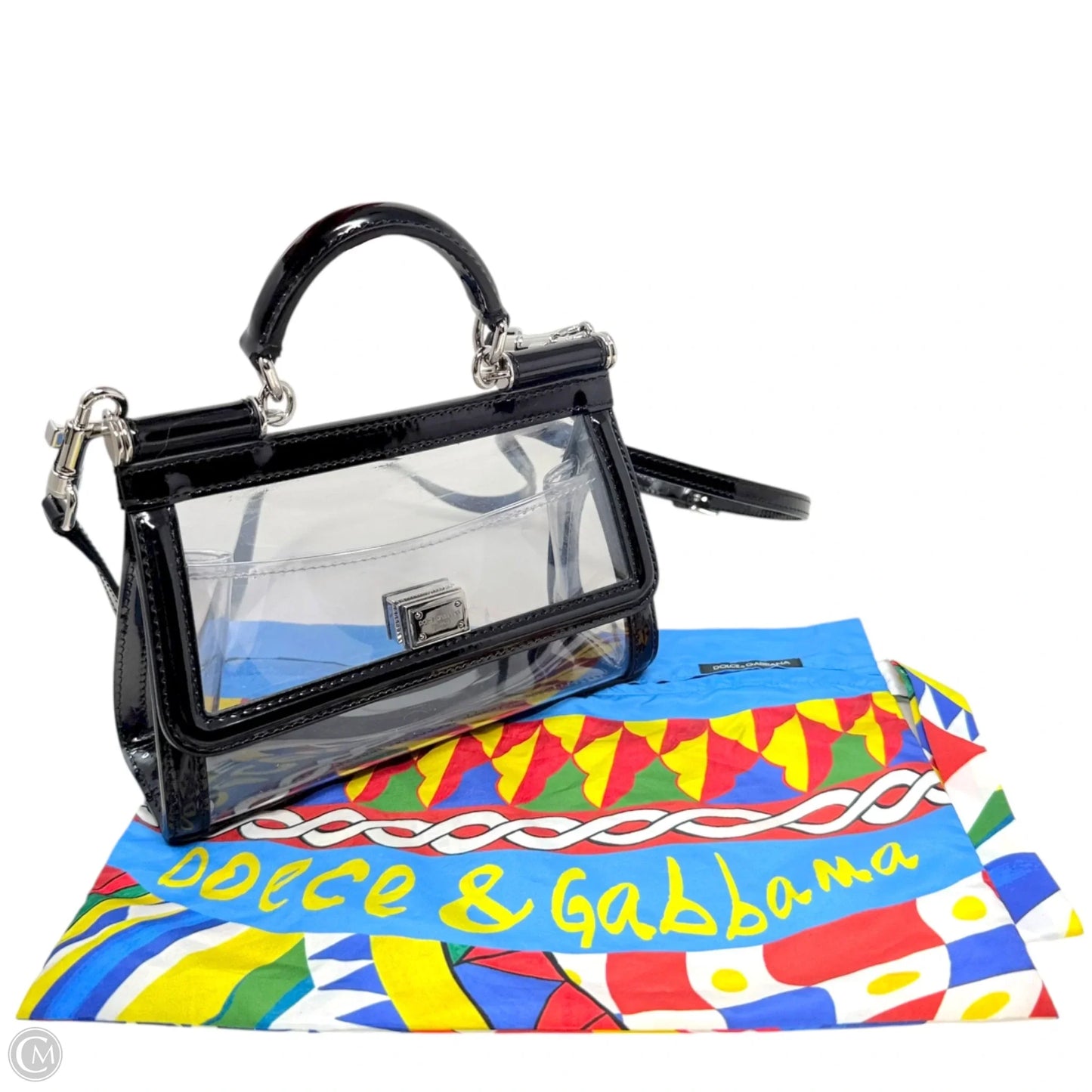 Sicily Small Transparent Top Handle Bag Luxury Designer By Dolce And Gabbana, Size: Small