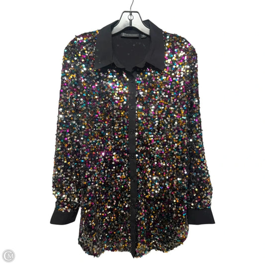 Sequin Top Long Sleeve By New York And Co In Multi-colored, Size: M
