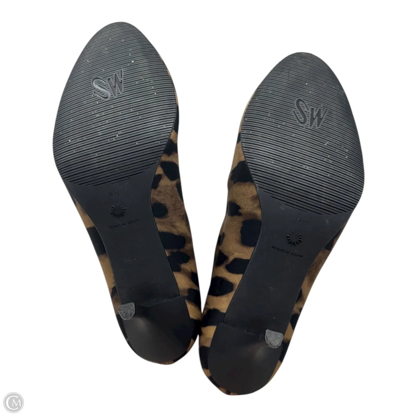 Leopard Stiletto Sock Boots Designer By Stuart Weitzman In Animal Print, Size: 8.5