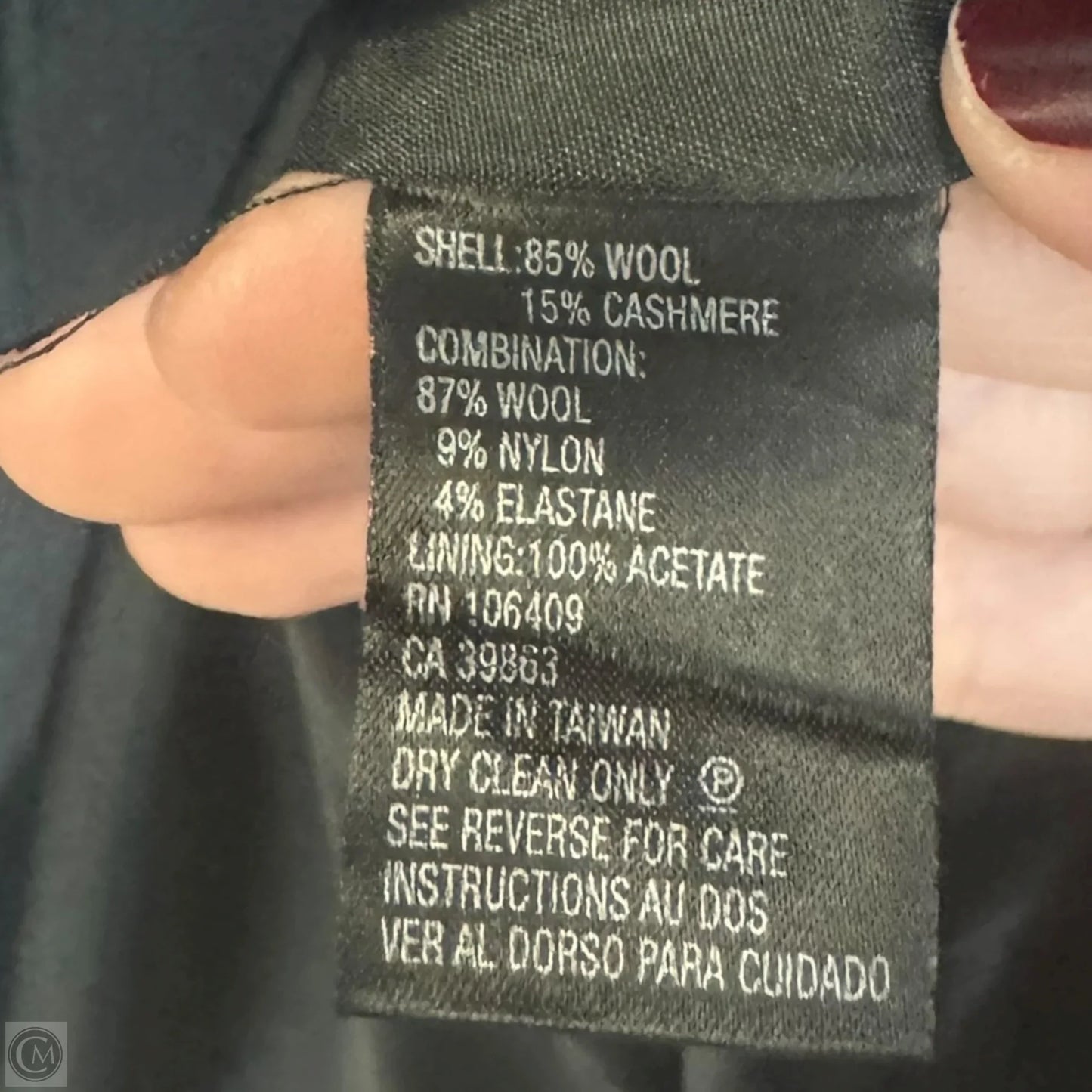 Coat Wool By Tahari In Blue, Size: 2