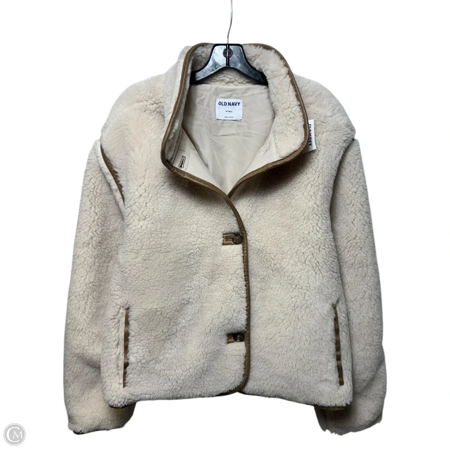 Jacket Faux Fur & Sherpa By Old Navy In Cream, Size: M tall