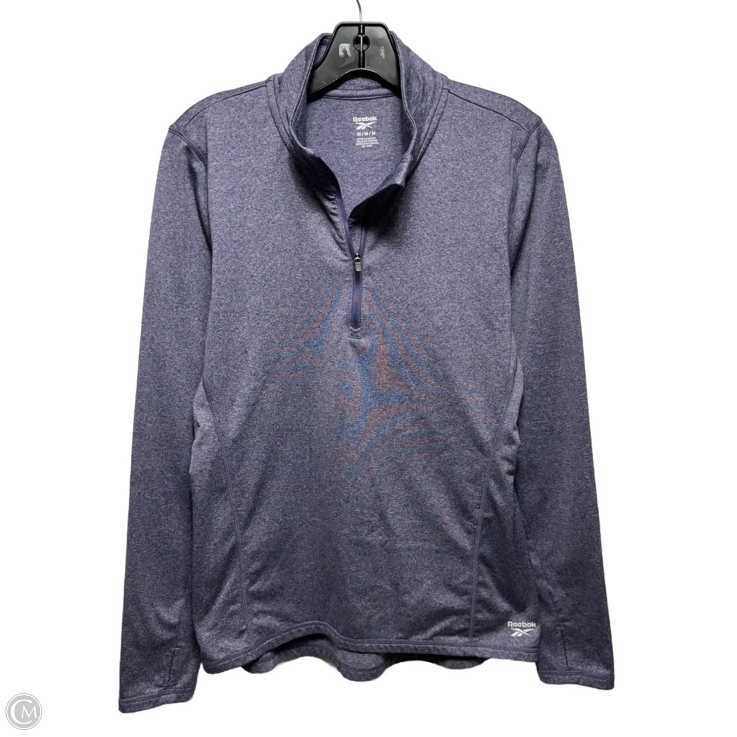Athletic Top Long Sleeve Collar By Reebok In Purple, Size: M