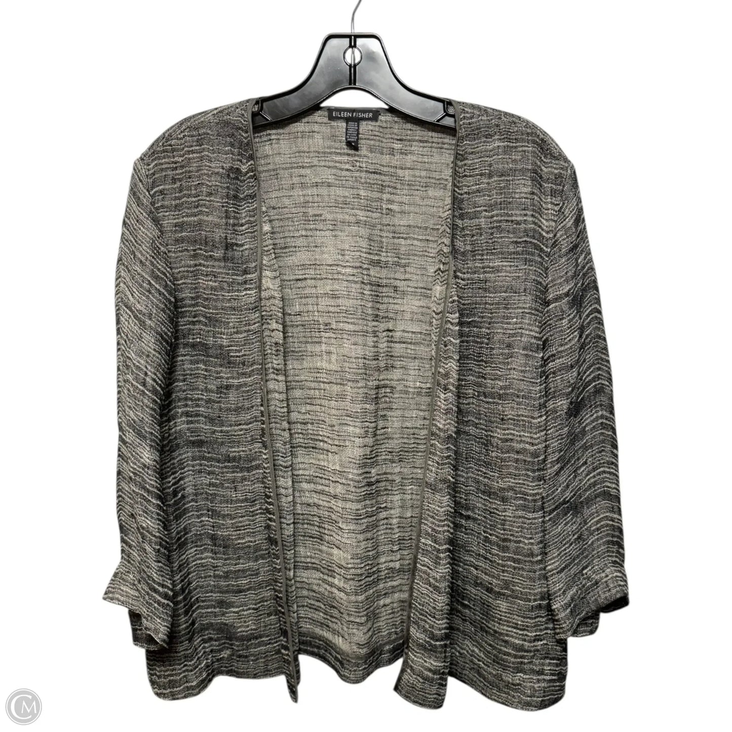 Linen Blend Cardigan By Eileen Fisher In Grey, Size: S