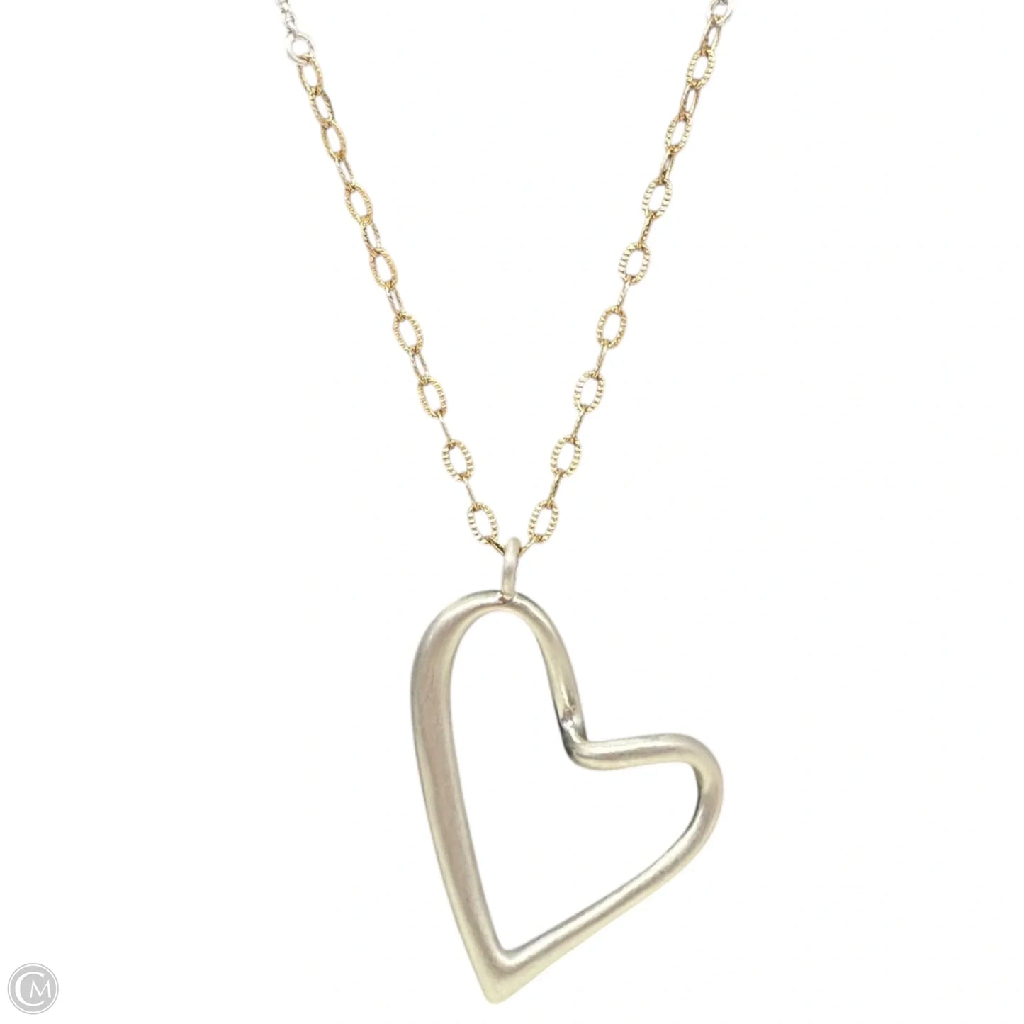 Silver Tone Heart Pendant Long Necklace By J. Jill