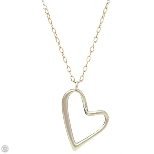 Silver Tone Heart Pendant Long Necklace By J. Jill