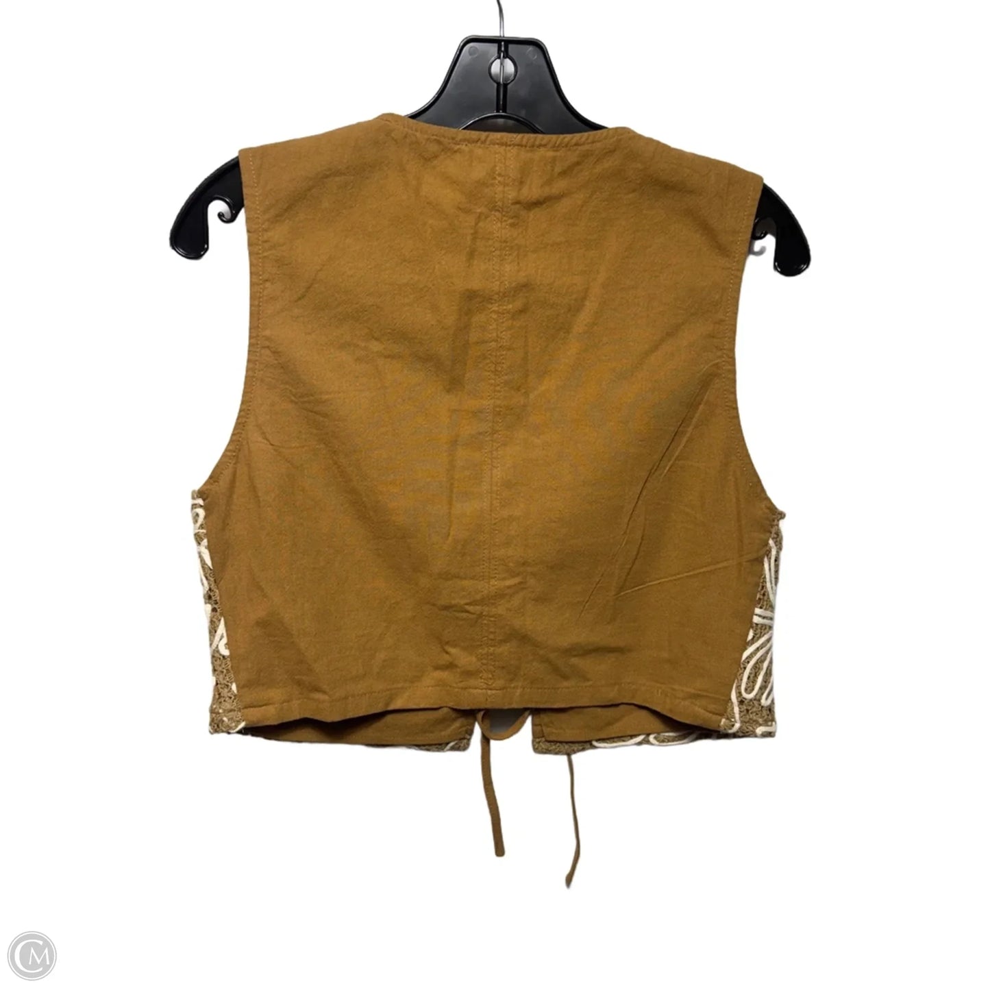 Abstract Embroidered Vest By In February In Cream & Tan, Size: M