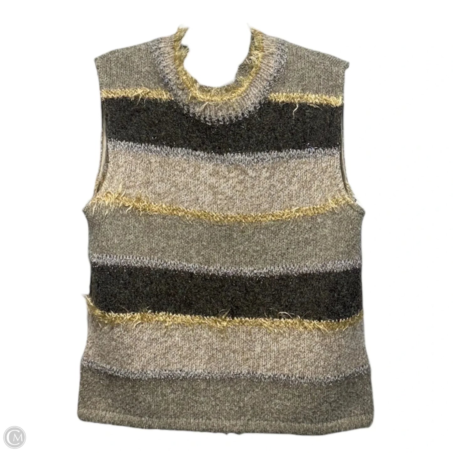 Wool Blend Sleeveless Sweater Cardigan Luxury Designer By St John Collection In Multi, Size: S