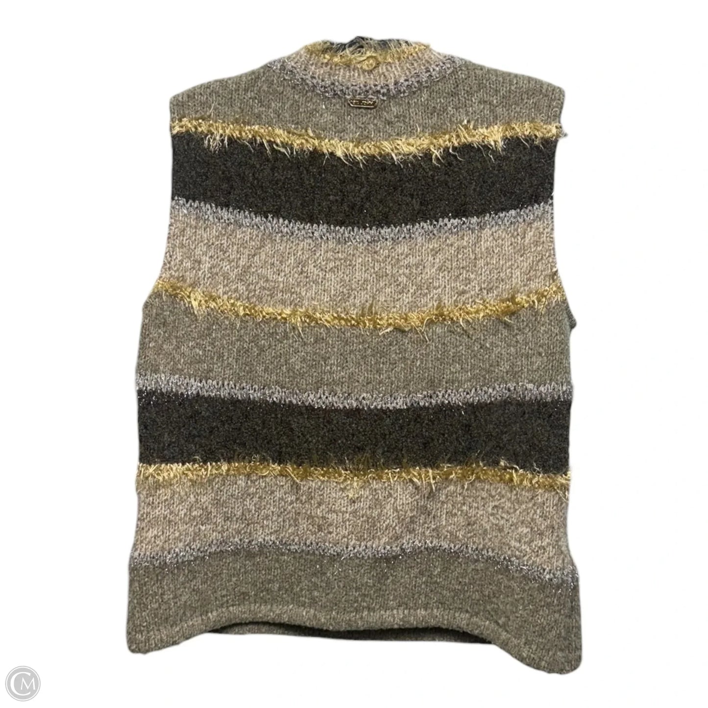 Wool Blend Sleeveless Sweater Cardigan Luxury Designer By St John Collection In Multi, Size: S