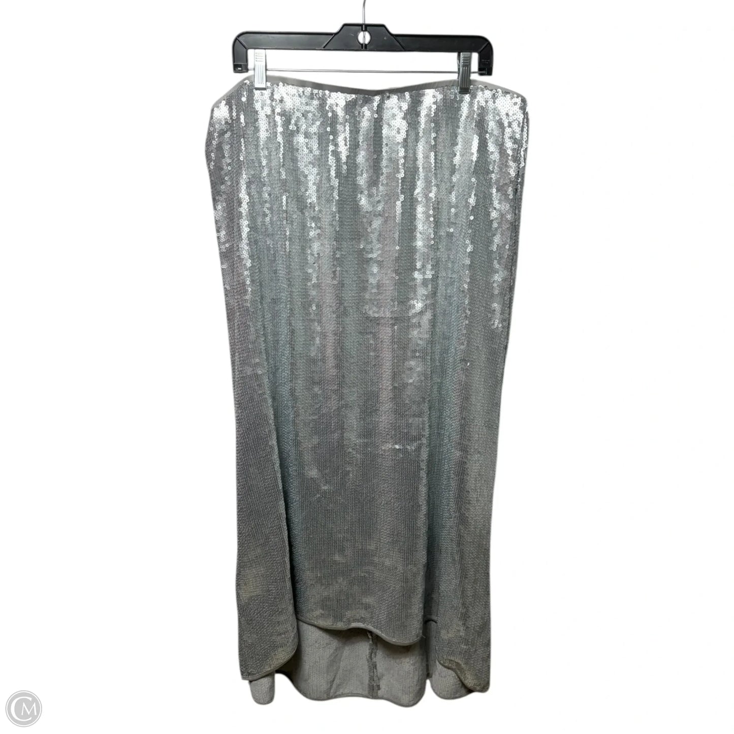 Sequin Skirt Maxi By Christian Siriano In Silver, Size: 1x