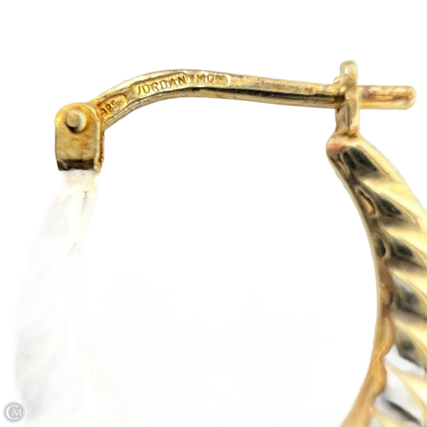 18K Yellow Gold Over Sterling Silver & Crystal Textured Hoop Earrings By Jordan