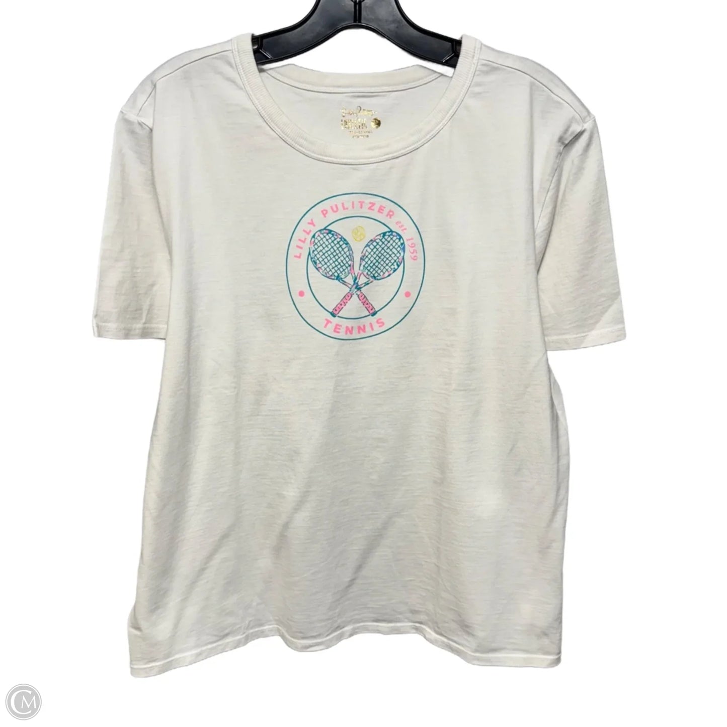 Tennis Top Short Sleeve Designer By Luxletic by Lilly Pulitzer In White, Size: L