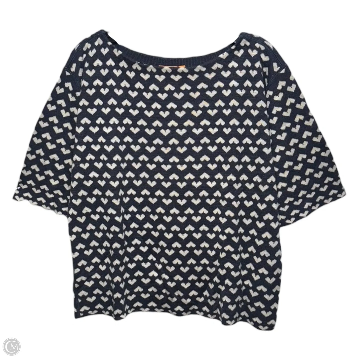 Sweater Designer By Tory Burch In Blue & Cream, Size: L