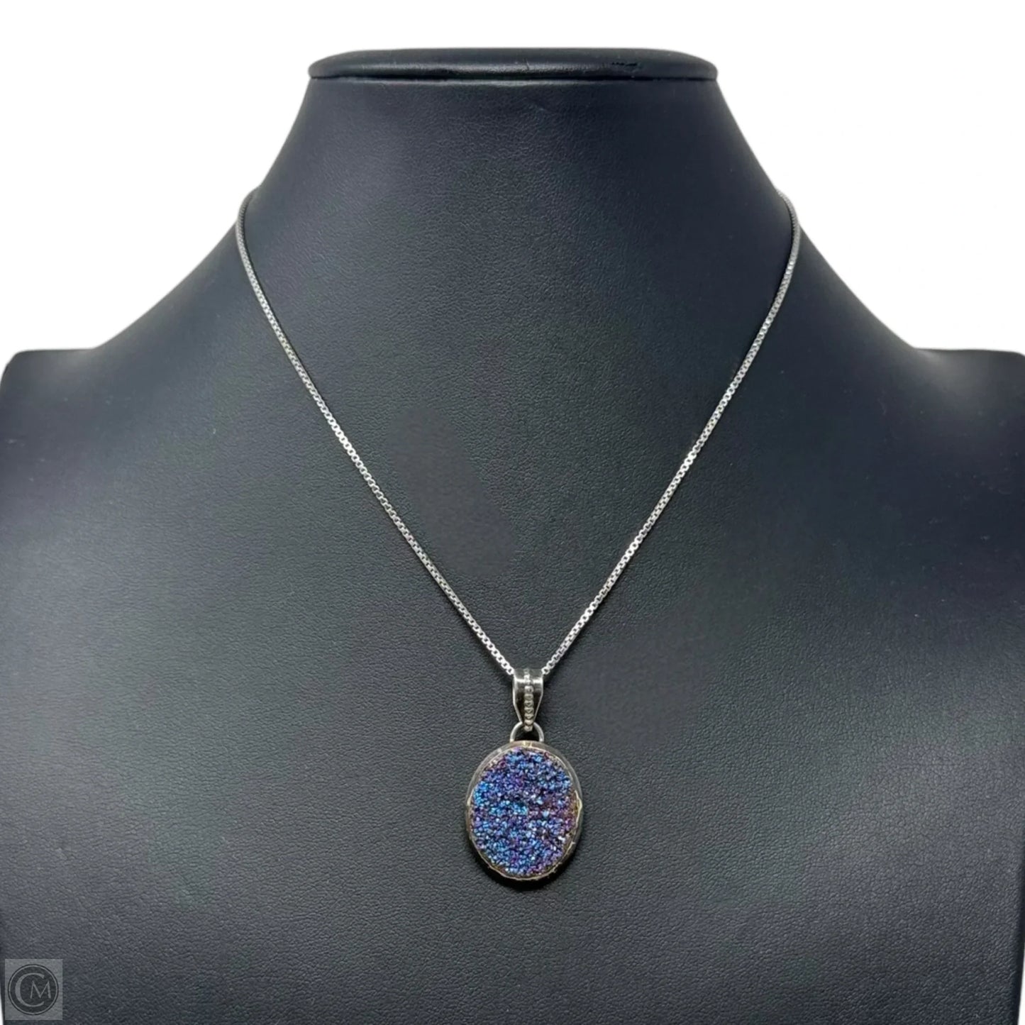Sterling Silver & Iridescent Druzy Pendant Necklace