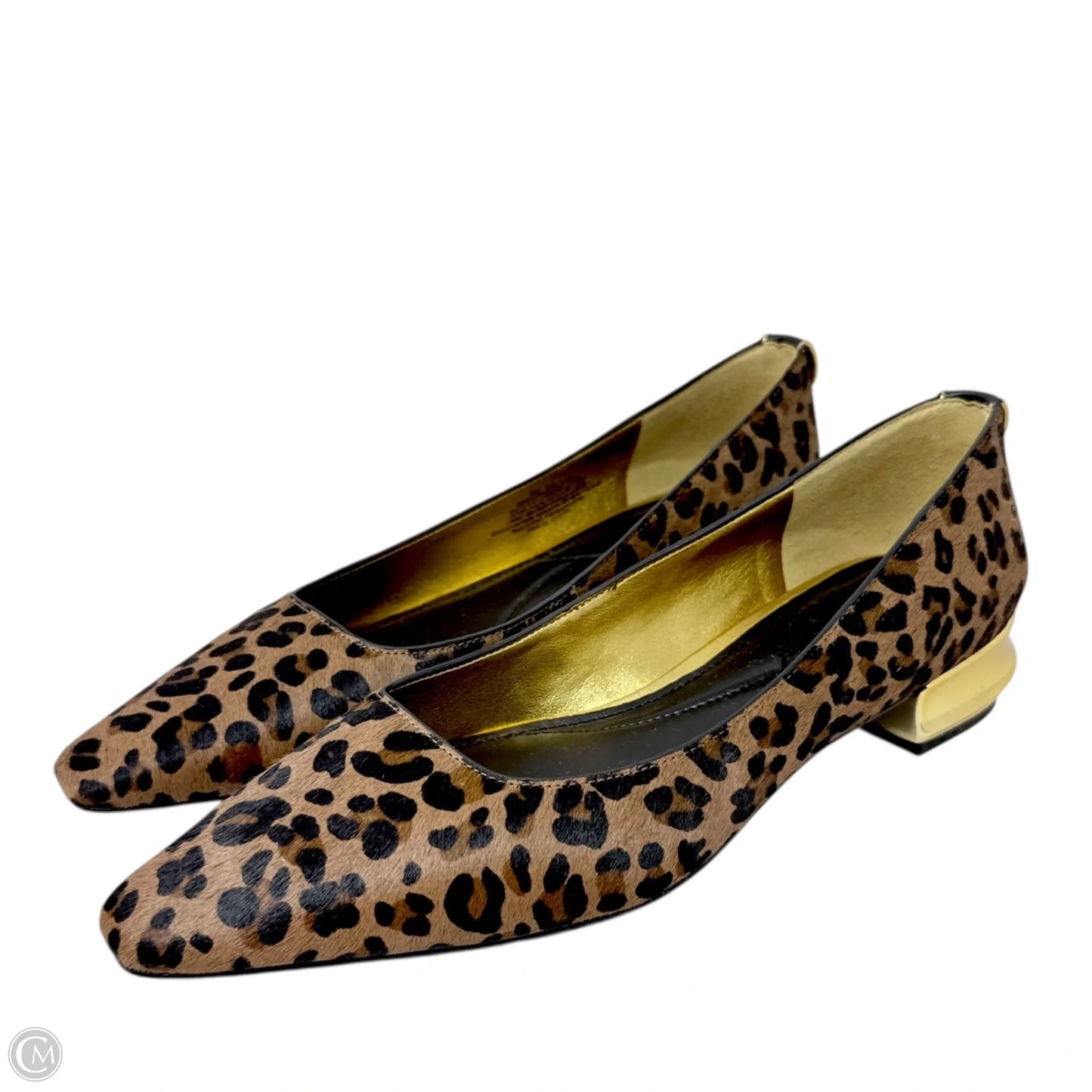 Savita Pointed Toe Calfhair Flats By Donna Karan In Animal Print, Size: 10