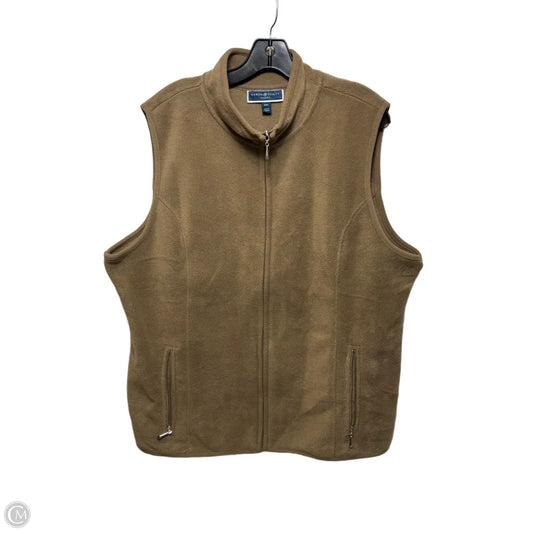 Vest Fleece By Karen Scott In Beige, Size: Xxl