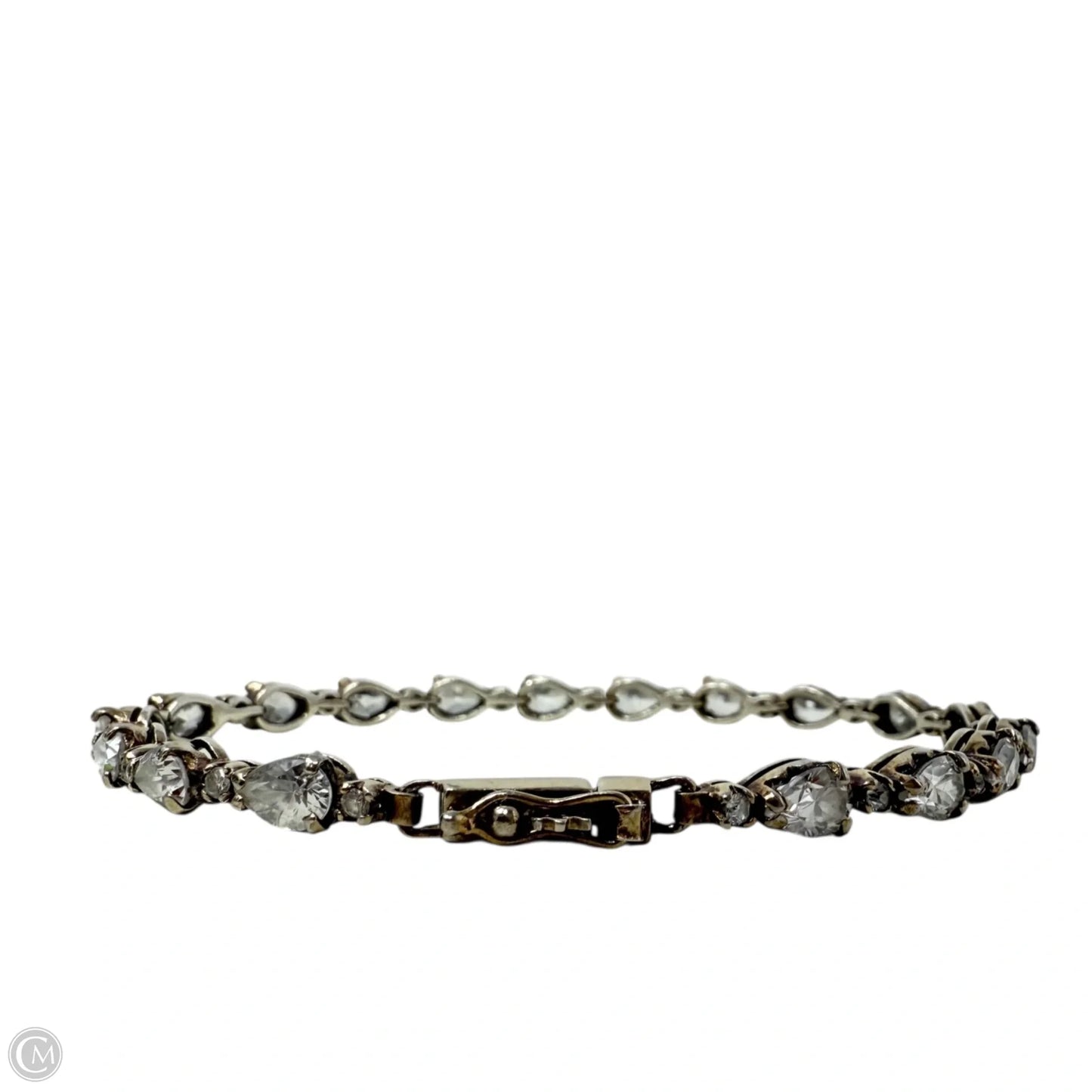 Sterling Silver & Horizontal Pear CZ Tennis Bracelet