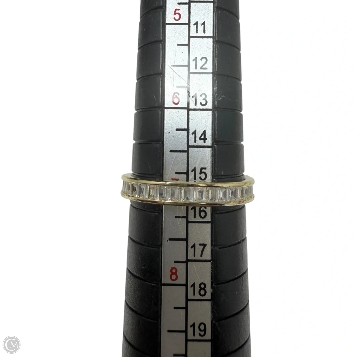 Gold Over Sterling Silver Channel Set Baguette CZ Eternity Band Ring, Size: 7