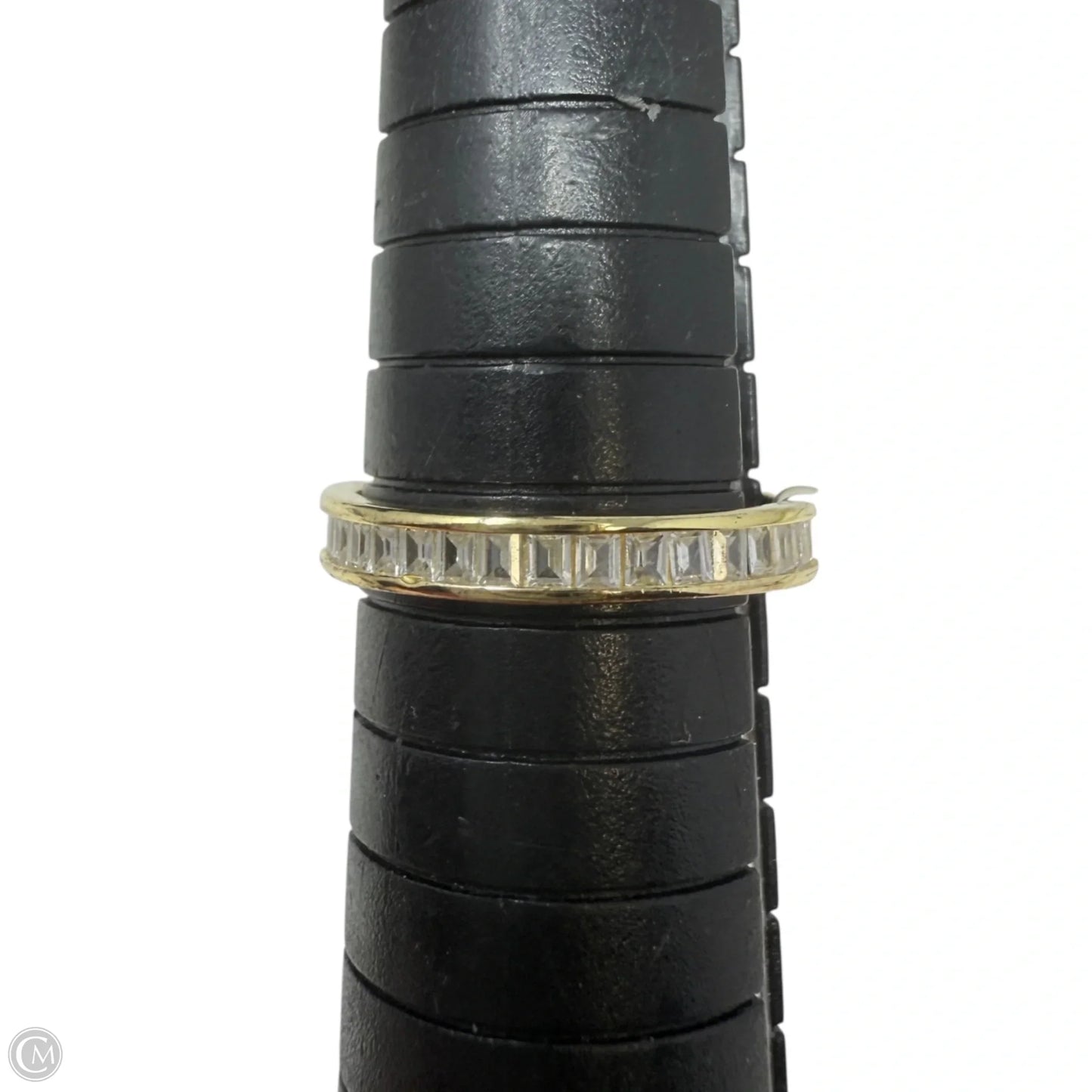 Gold Over Sterling Silver Channel Set Baguette CZ Eternity Band Ring, Size: 7