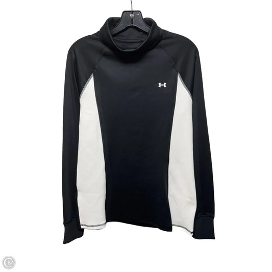 Athletic Top Long Sleeve Collar By Under Armour In Black & White, Size: L