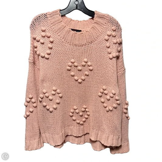 Heart Sweater By Love at First Find In Pink, Size: L