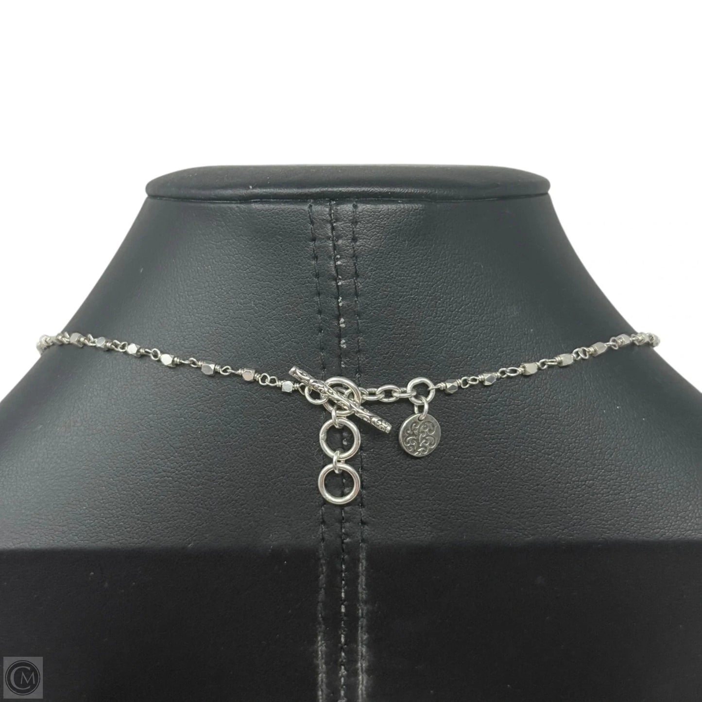 Sterling Silver Bulb-Shaped Faceted Black Onyx Pendant with Black Onyx  & Scroll Bead Link Chain Necklace By Lois Hill