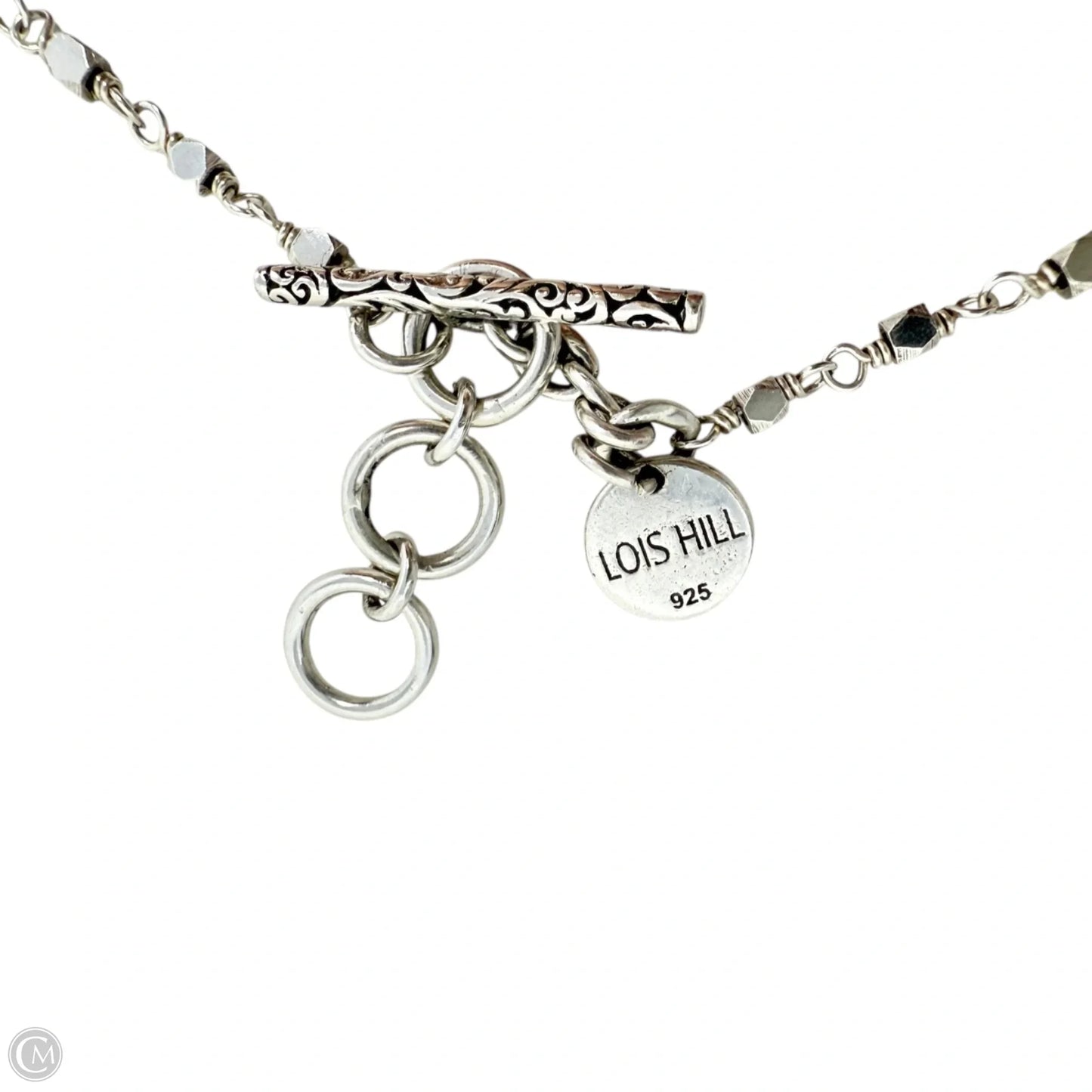 Sterling Silver Bulb-Shaped Faceted Black Onyx Pendant with Black Onyx  & Scroll Bead Link Chain Necklace By Lois Hill