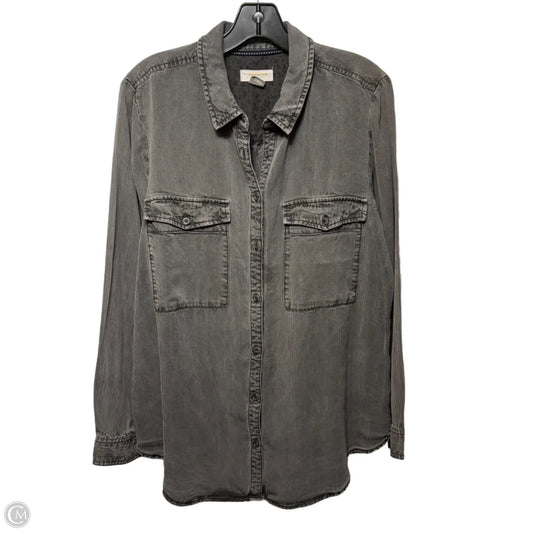 Top Long Sleeve By Pilcro In Grey Denim, Size: L