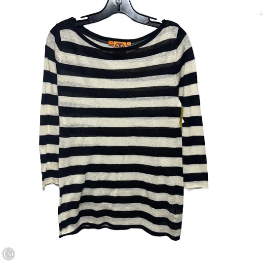 Linen Blend BoatneckSweater Designer By Tory Burch In Striped Pattern, Size: M