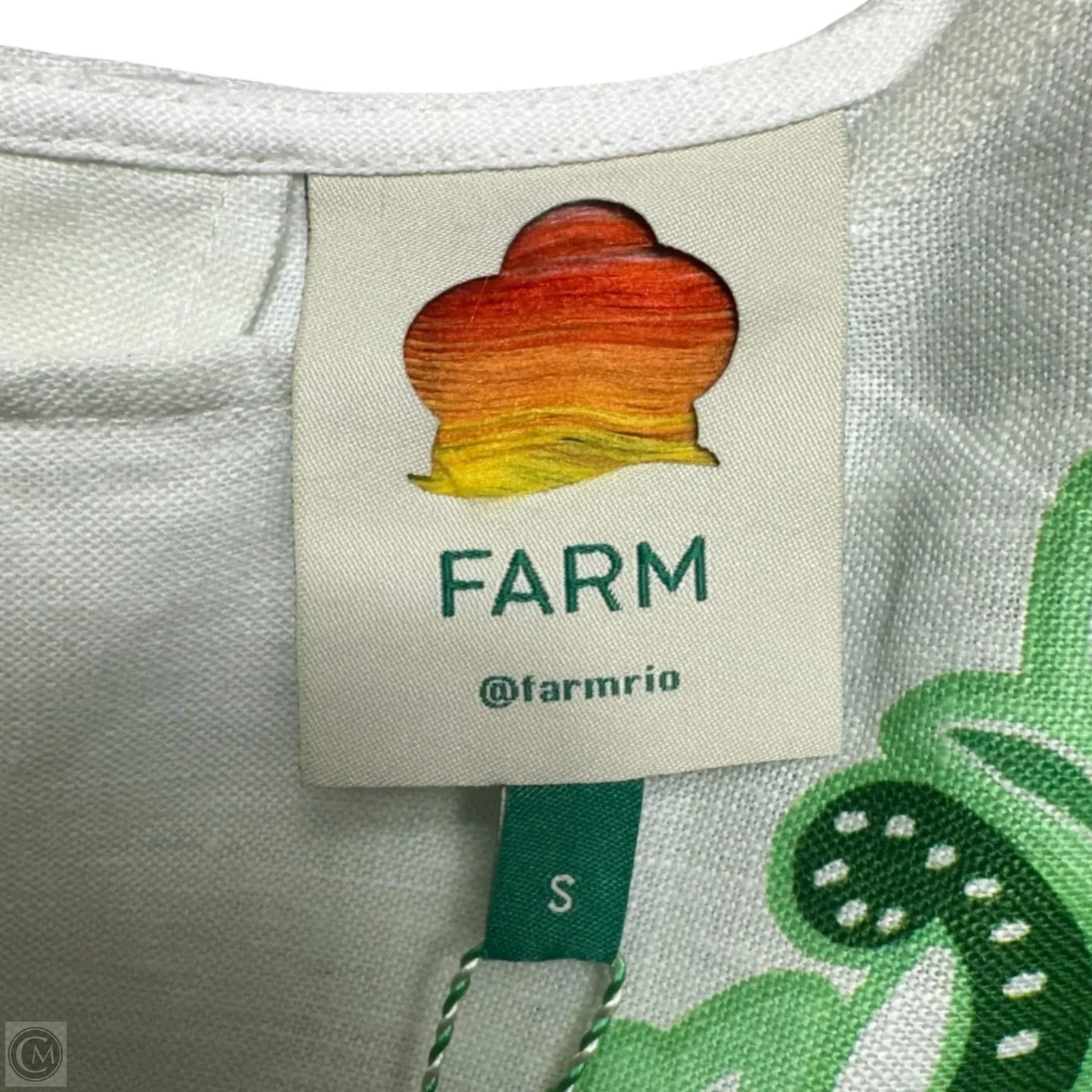 Color Festival Linen Cropped Blouse By Farm Rio In Festival Green, Size: S