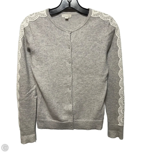 Lace Trim Cashmere Cardigan Sweater By Garnet Hill In Grey, Size: XS