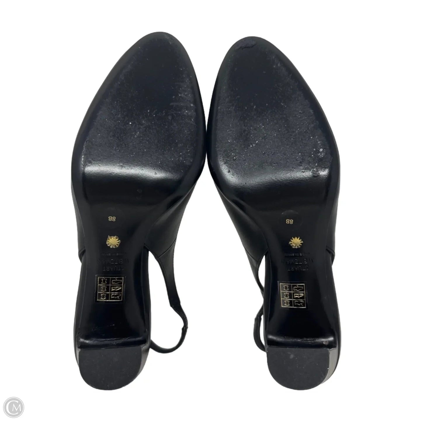 Slingback Block Heel Shoes Designer By Stuart Weitzman In Black, Size: 8