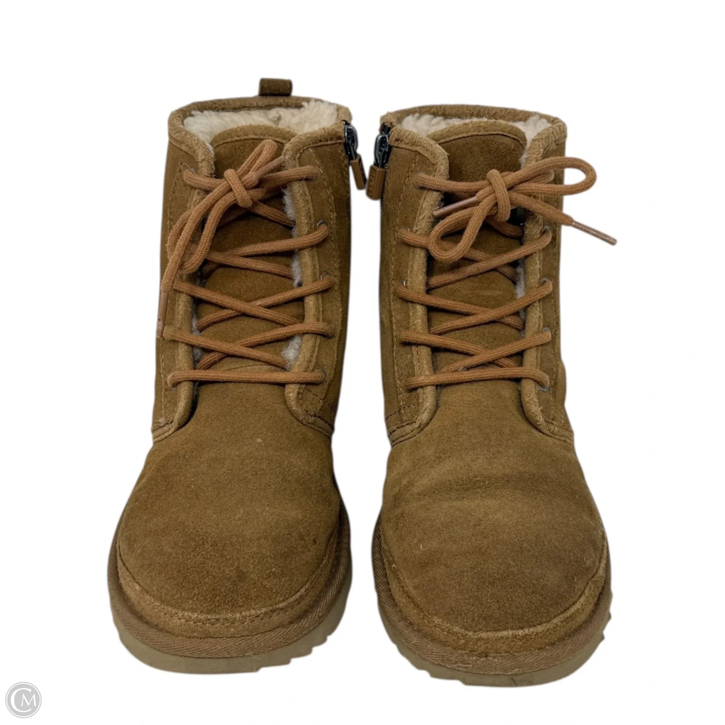 Harkley Ankle Boots Designer By Ugg In Brown, Size: 6