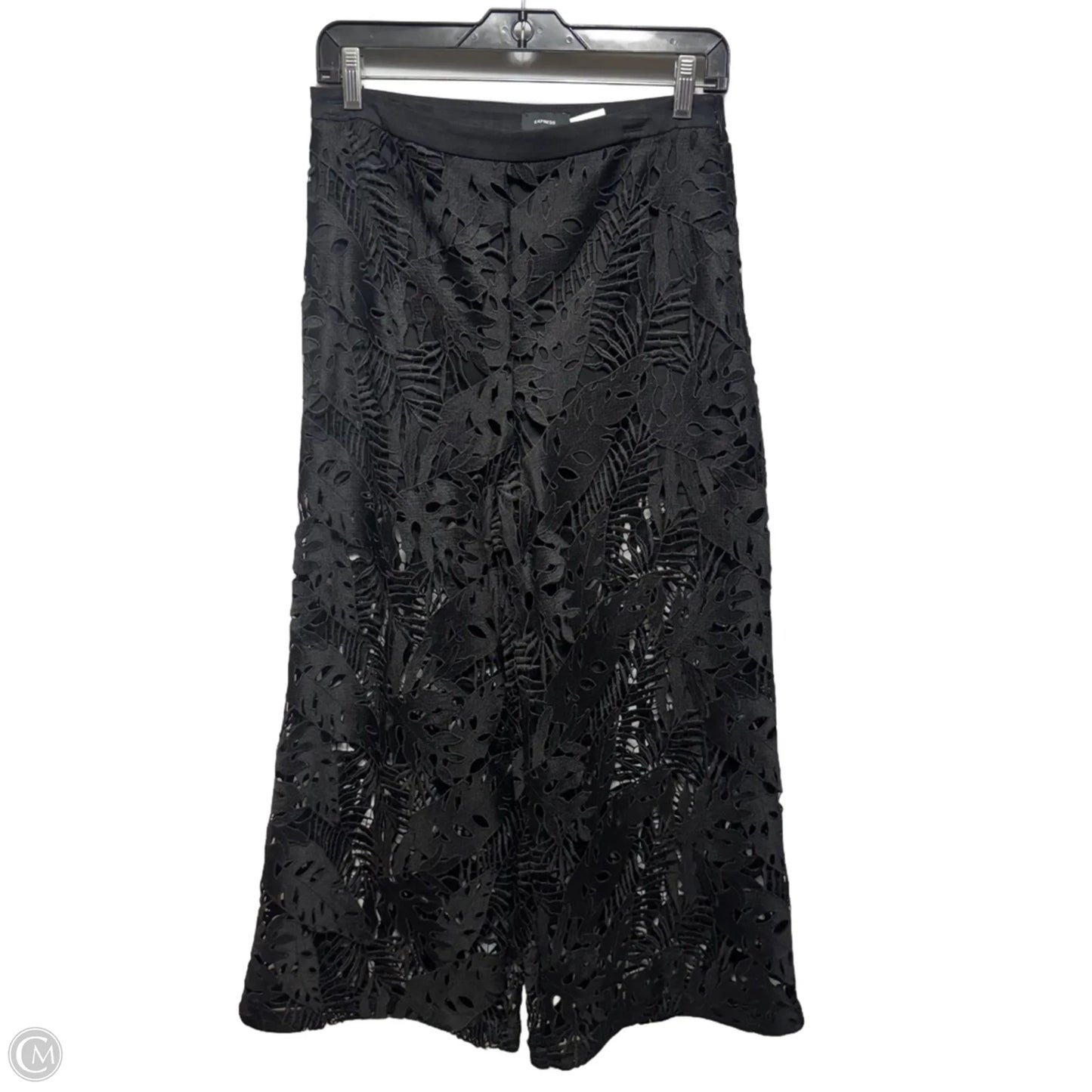 High Waisted Lace Wide Leg Ankle Pants By Express In Black, Size: 6