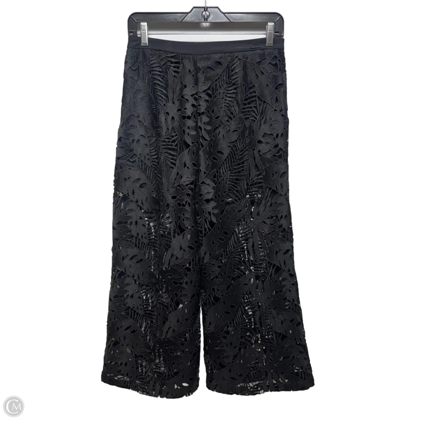 High Waisted Lace Wide Leg Ankle Pants By Express In Black, Size: 6