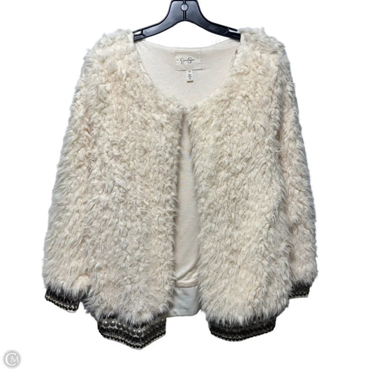 Embellished Jacket Faux Fur & Sherpa By Jessica Simpson In Cream, Size: Xs