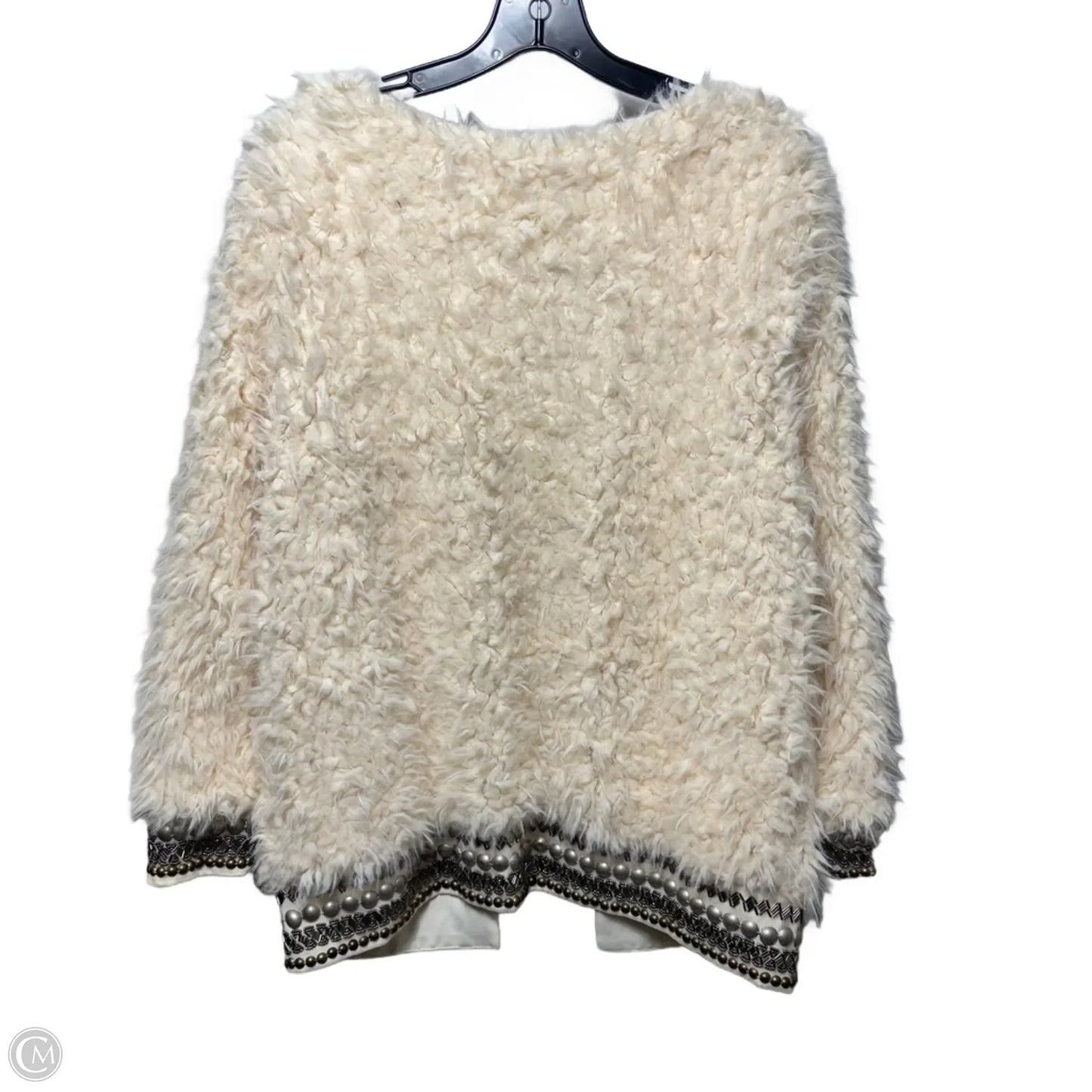 Embellished Jacket Faux Fur & Sherpa By Jessica Simpson In Cream, Size: Xs