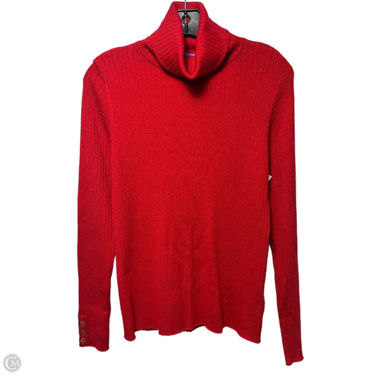 Metallic Turtleneck Sweater By J Mclaughlin In Red, Size: L