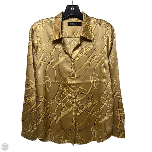 Top Long Sleeve By Lauren By Ralph Lauren In Cream & Tan, Size: M