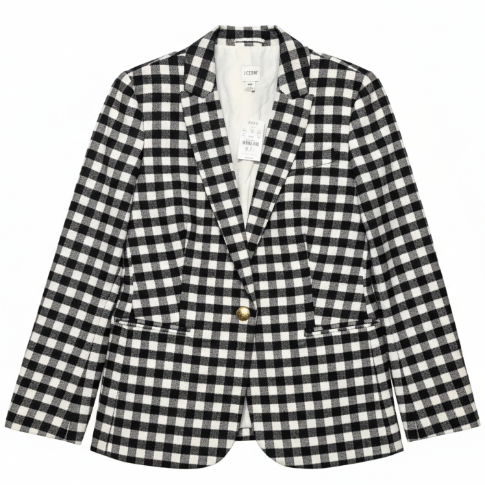 Wool Blend Blazer By J. Crew In Checkered Pattern, Size: 8p