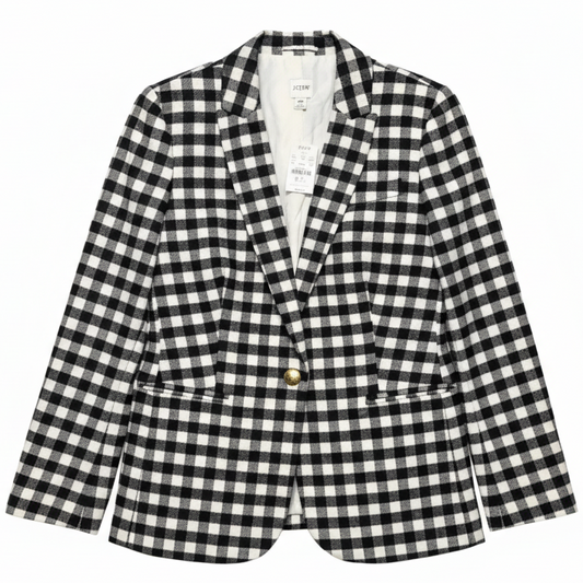 Wool Blend Blazer By J. Crew In Checkered Pattern, Size: 8p