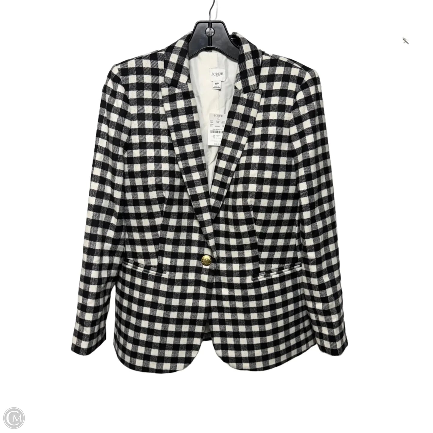 Wool Blend Blazer By J. Crew In Checkered Pattern, Size: 8p