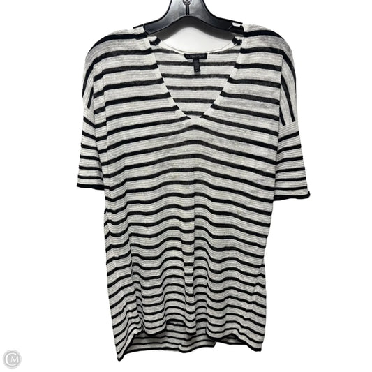 Linen Blend Sweater Short Sleeve By Eileen Fisher In Striped Pattern, Size: S