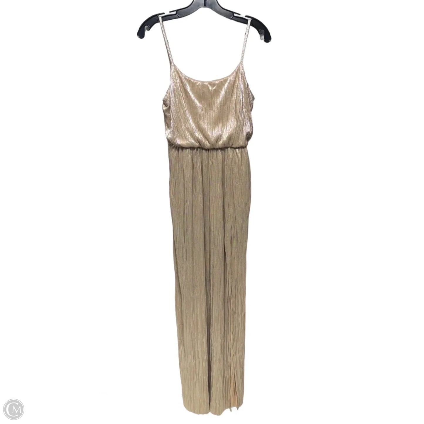 Metallic Pleated Dress Party Long By Bcbgeneration In Gold, Size: XS