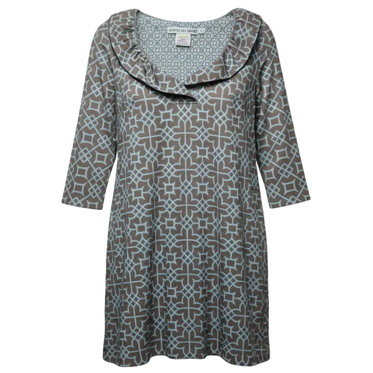 Ruffneck Jersey Dress By Gretchen Scott In Blue & Brown, Size: L