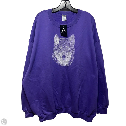 Wolf Sweatshirt Crewneck By Port & Company In Purple, Size: 4x