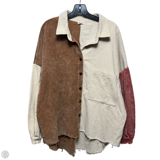 Corduroy Patchwork Jacket Shirt By Pol In Multi-colored, Size: L