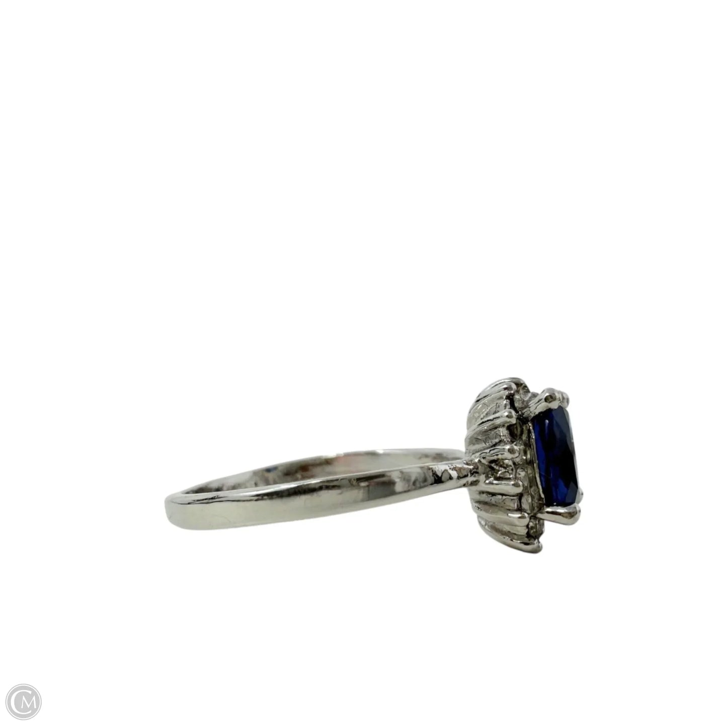 Sterling Silver & Sapphire CZ Princess Diana Replica Ring, Size: 11